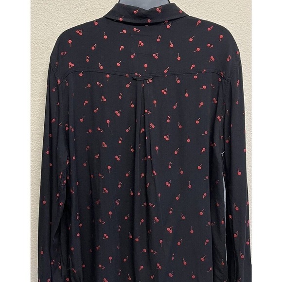 RAILS Women’s Rocsi Metallic Cherry Print Button Down Shirt Black Red Size S - Picture 8 of 11